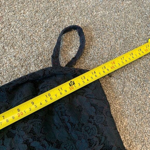 Vintage Lace Black Mini Dress Bodycon 90s Extra Small XS Red Fringe - Picture 5 of 7